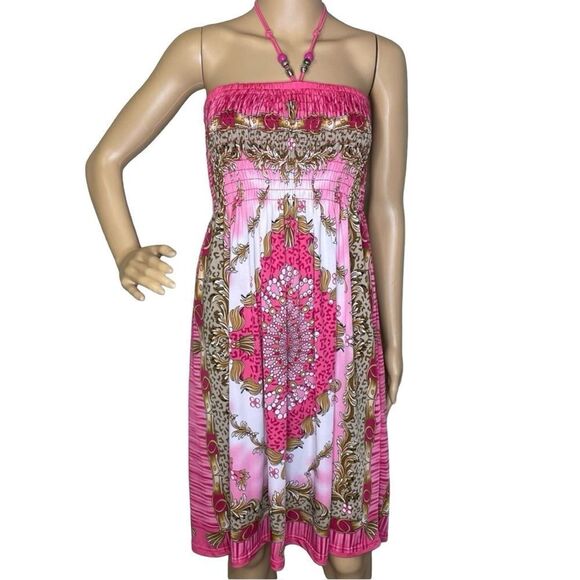 Just Love MIDI Halter or Strapless Dress Pink White Gold Black Size XL - Picture 1 of 9